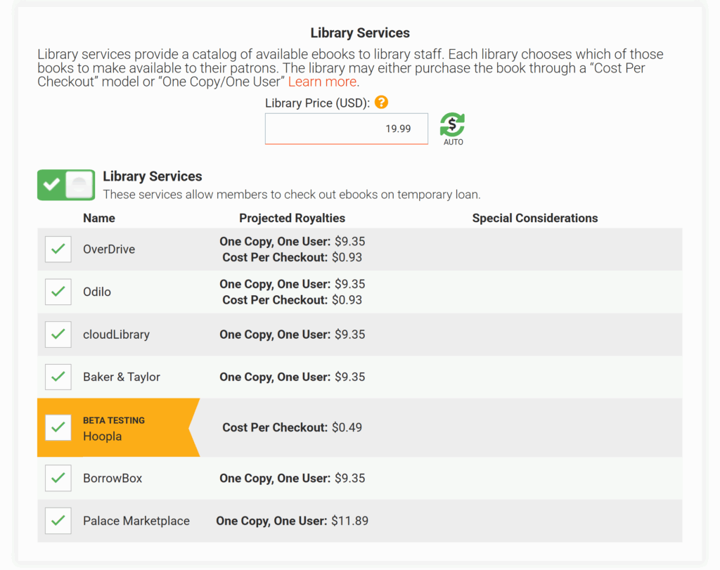 computer screen showing an e-library