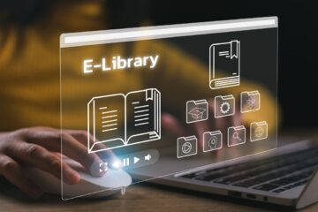 computer screen showing an e-library