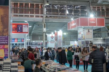 people browsing a literary festival