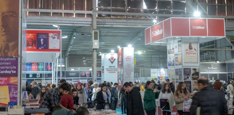 people browsing a literary festival